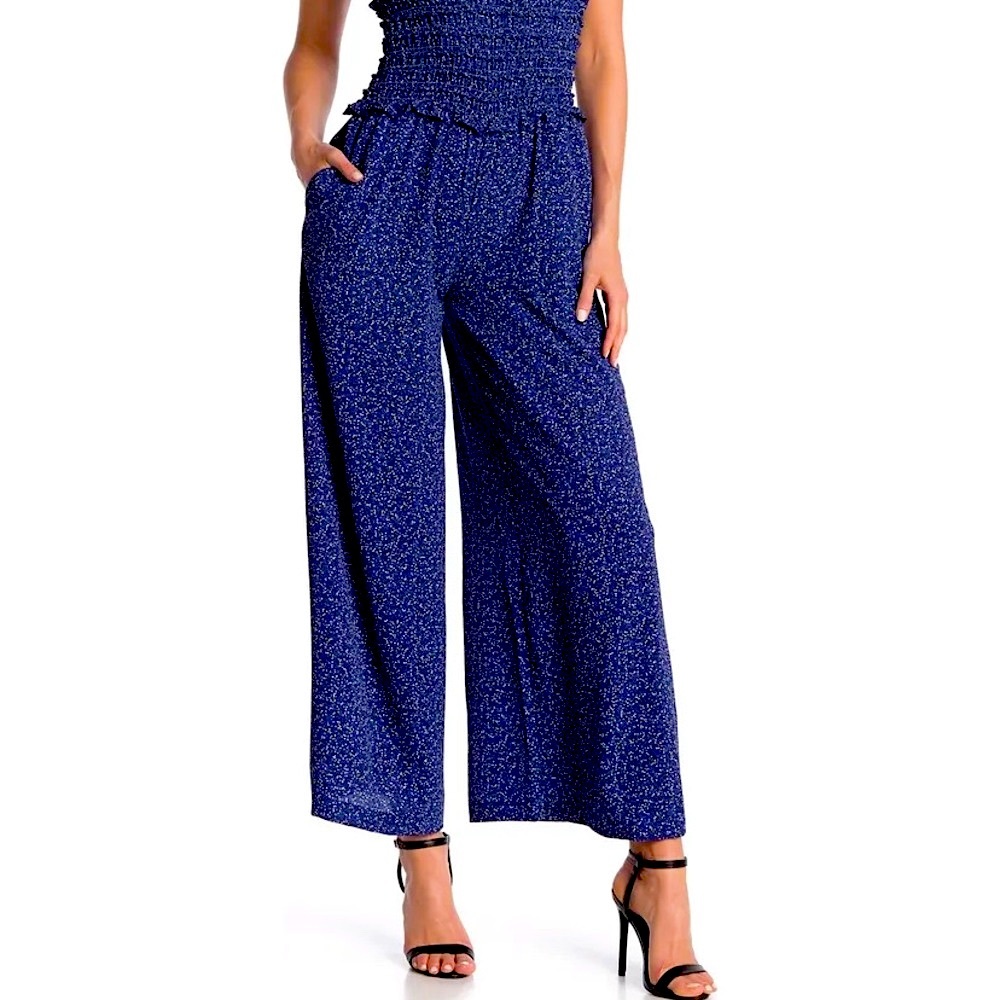 Max Studio jumpsuit - blue floral pattern and wide leg